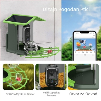 Vanjska vodootporna kamera za hranjenje ptica s AI prepoznavanjem ptica, 4MP/2.5K rezolucija, 2.8mm objektiv, napajanje 5V