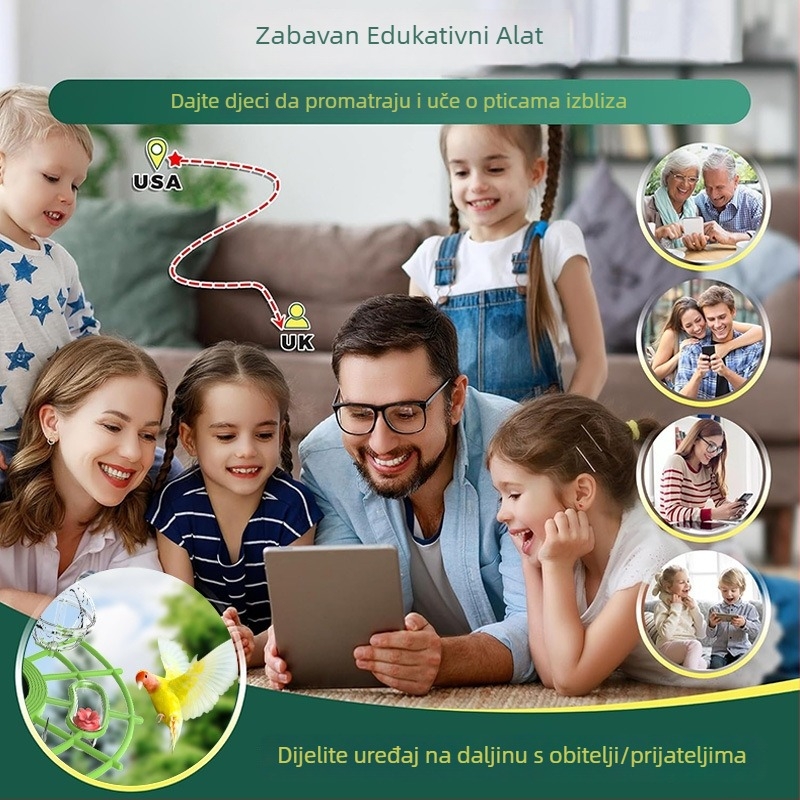 Vanjska vodootporna kamera za hranjenje ptica s AI prepoznavanjem ptica, 4MP/2.5K rezolucija, 2.8mm objektiv, napajanje 5V