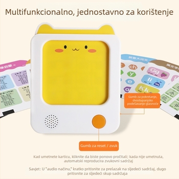 Dječja kartična čitačica jezika, matematike i engleskog — električna, punjiva, s odzivom dodira, plastično kućište, za djecu 0-3 godine