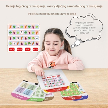 Dječja kartična čitačica jezika, matematike i engleskog — električna, punjiva, s odzivom dodira, plastično kućište, za djecu 0-3 godine