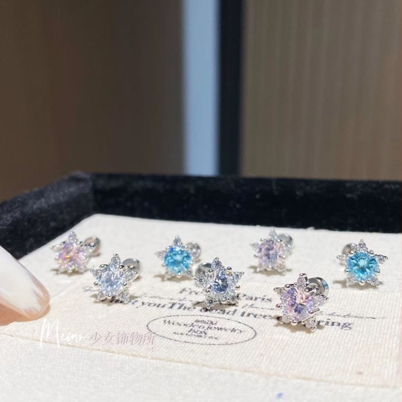 Naušnice – zvjezdasti oblik, bakar, post od nehrđajućeg čelika, elektroplatiranje, korejski stil