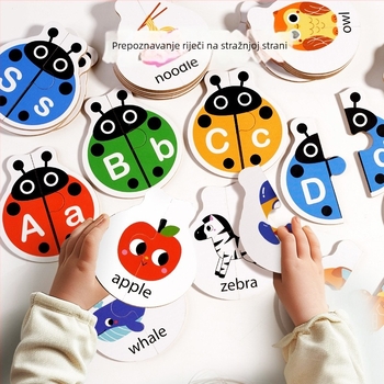 Drveni edukativni igrač za usklađivanje riječi s abecedom i riječima o životinjama za djecu 4–6 godina, OEM logo dostupan