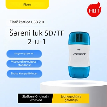 Pisen Color Arc 2-u-1 USB 2.0 čitač kartica SD/TF za računala