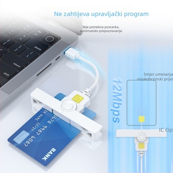 Čitač pametnih kartica s kabelom (CR335-OPEN-A / CR335-OPEN-C) - USB-C i USB 2.0 sučelja, ABS kućište, 25 g, kompatibilan s Windows 7/8/10, Linux i macOS