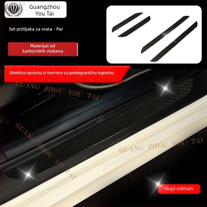 Automobilska prag zaštitna traka s karbonskim uzorkom, protiv sudara, univerzalna kompatibilnost, mogućnost prilagodbe obrade