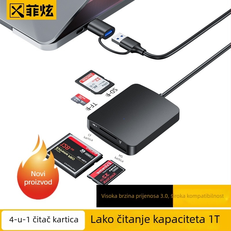 X0160 Čitač kartica USB Type-C visoke brzine – podržava CF/SD/TF/MS Pro Duo/MS PRO/MS Duo