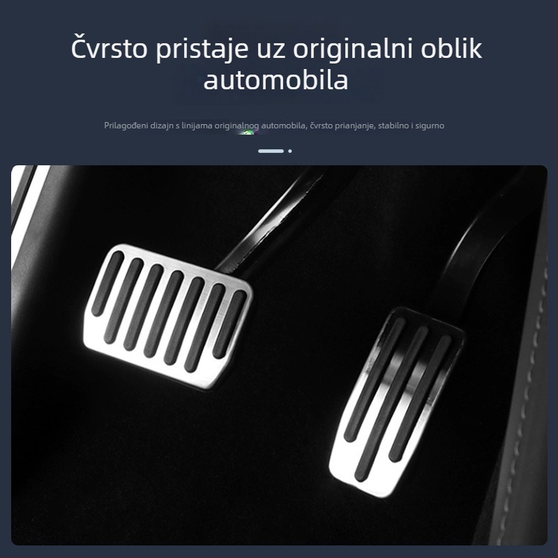 Set pedala od aluminijske legure za Tesla Model 3/Y s naslonom za stopalo i unutarnjom dekoracijom za automatski mjenjač