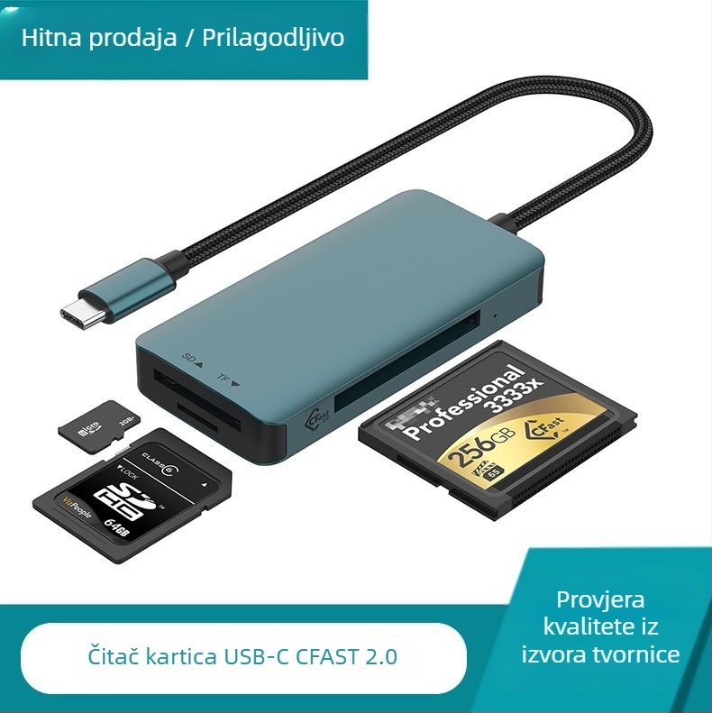 Čitač kartica USB 3.2 Gen 2 s podrškom CF/SD — vanjski, model C15, 100 g