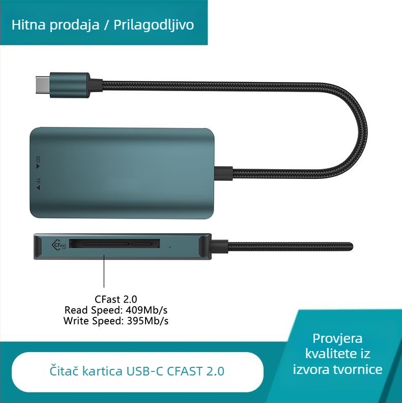 Čitač kartica USB 3.2 Gen 2 s podrškom CF/SD — vanjski, model C15, 100 g