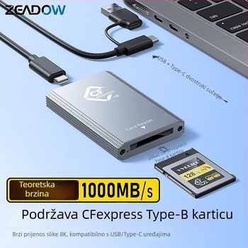 CFexpress čitač kartica Type-C USB 2.0 vanjski od aluminijske legure