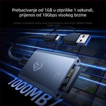 CFexpress čitač kartica Type-C USB 2.0 vanjski od aluminijske legure