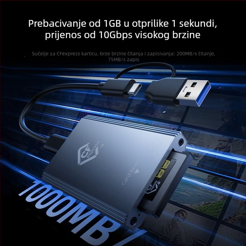 CFexpress čitač kartica Type-C USB 2.0 vanjski od aluminijske legure
