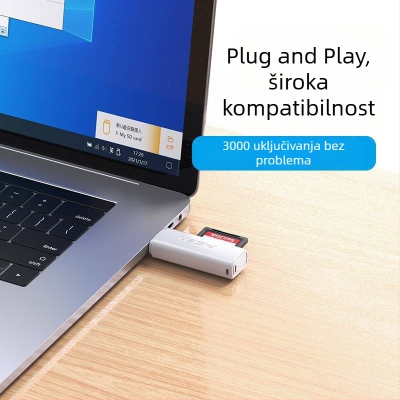 Pisen USB 3.0 brzi čitač kartica - All-in-One SD/TF čitač kartica, vanjski, model Ts-e147, kompatibilan s Windows 7