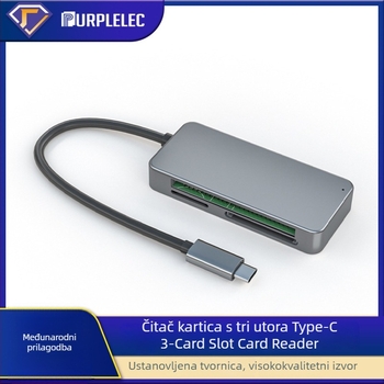 Type-C čitač kartica USB 3.0 — 3-u-1 vanjski čitač za telefon i PC, podržava CF/SD/TF, Windows 7 kompatibilan