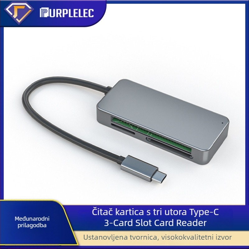 Type-C čitač kartica USB 3.0 — 3-u-1 vanjski čitač za telefon i PC, podržava CF/SD/TF, Windows 7 kompatibilan