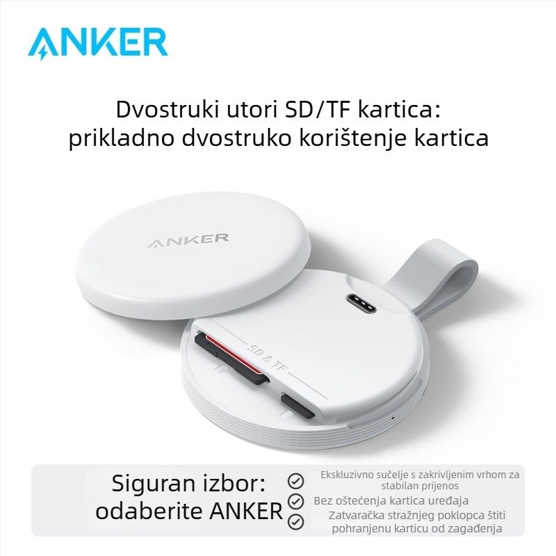 Anker čitač SD/TF kartica – USB-C, USB 2.0, 2-u-1, integriran, plastično kućište