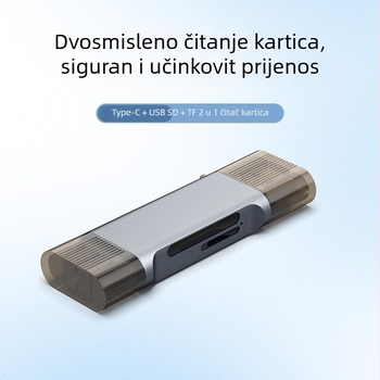 Čitač kartica s dvostrukim sučeljem USB 3.0 i Type-C za SD/TF — vanjsko aluminijsko kućište, kompatibilan s Windows 7