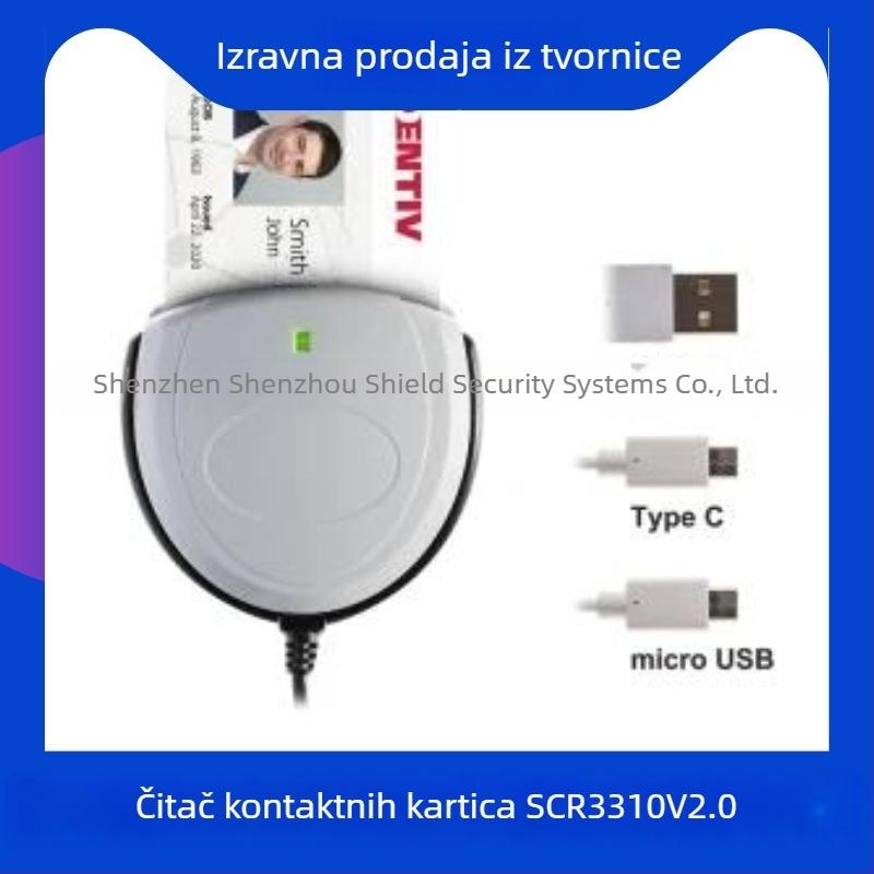 IDENTIV SCR3310v2.0 Čitač pametnih kartica USB 2.0 (Model SCR3310v2.0, USB 2.0 sučelje, Težina 44 g, Podrijetlo Singapur)