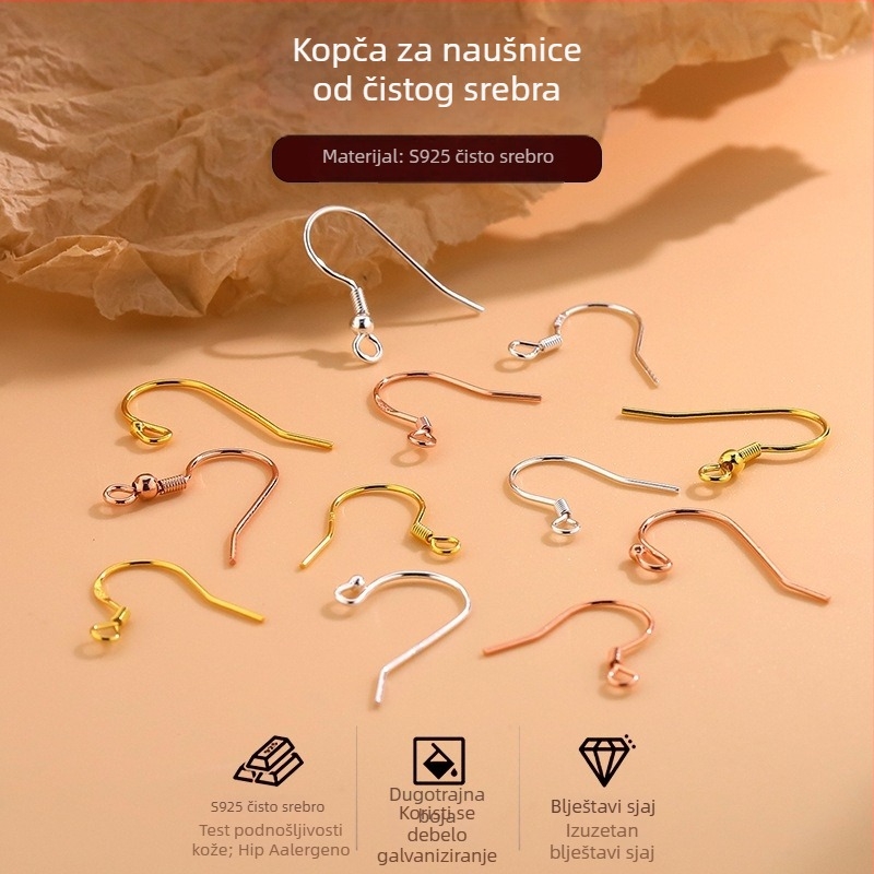 Srebro 925 – kuku za naušnice, 18K očuvanje boje, DIY dodaci za nakit, materijali za naušnice, srebrni dodaci