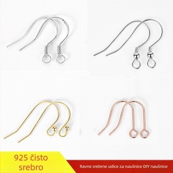 S925 sterling srebro – kopče za naušnice u obliku U, s perlama, pozlaćene, ručna izrada za DIY nakit