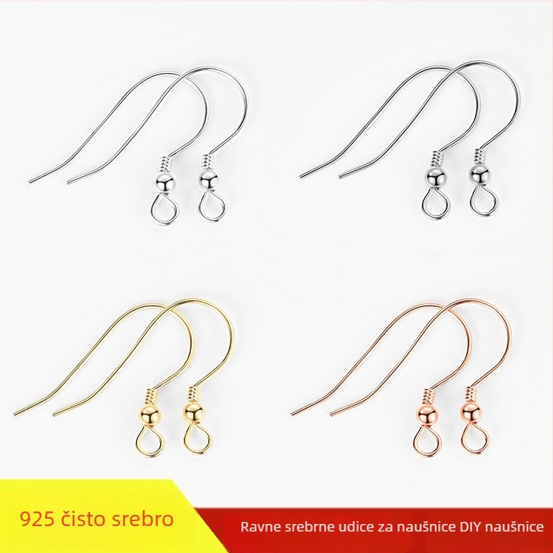 S925 sterling srebro – kopče za naušnice u obliku U, s perlama, pozlaćene, ručna izrada za DIY nakit