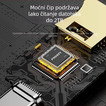 Pisen USB 3.0 OTG čitač SD/TF kartica — USB-C dvostruka upotreba za mobitel i PC
