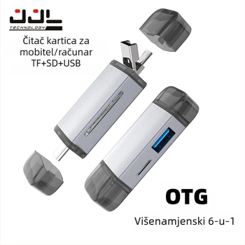 Type-C OTG čitač kartica - Šest u jednom USB 2.0 SD/SDHC/TF/MicroSD, aluminijsko kućište