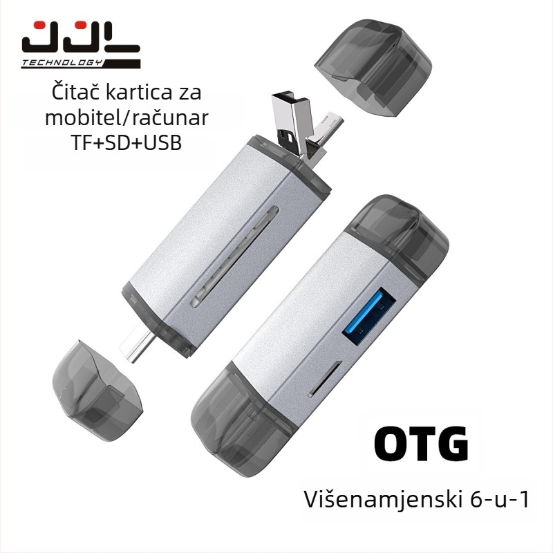 Type-C OTG čitač kartica - Šest u jednom USB 2.0 SD/SDHC/TF/MicroSD, aluminijsko kućište