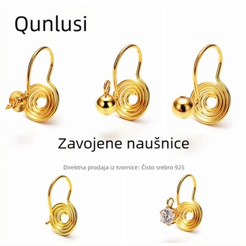 S925 srebrne naušnice za klipse, unisex, geometrijski originalni dizajn, elektroplatinacija