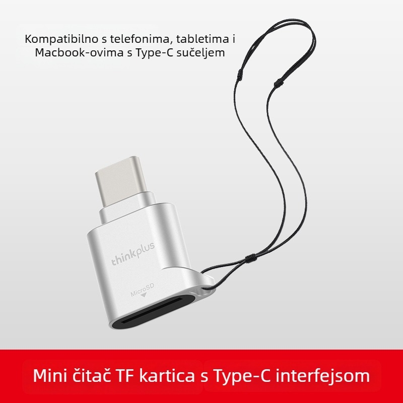 Lenovo D201 USB 2.0 Type-C na Micro čitač kartica, podržava TF kartice