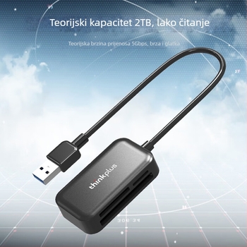 Lenovo TC102 USB 3.0 čitač kartica troje u jedno — CF/SD/TF, vanjska instalacija, kompatibilan s Windows 7