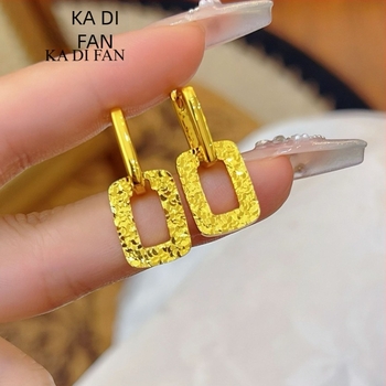 Geometrijske kvadratne naušnice, pozlaćene legure, za žene, prirodni stil – svježe i slatko