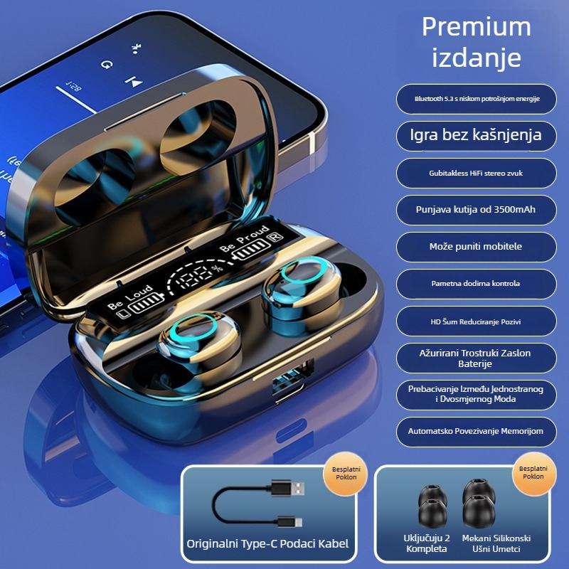 Bežične gaming slušalice, Esports stil, Stereo zvuk, Baterija >8 sati, IPX6 vodootporne, Bluetooth domet 10 m