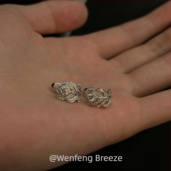 Naušnice s perom od srebra s dijamantima, bakreno elektroplatisane, elegantne ženske naušnice