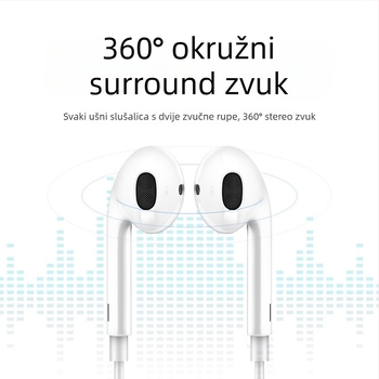 Type-C In-Ear žične slušalice s inline kontrolom, pogonski zavoj (move coil) upravljač, kabel 1,2 m, Android kompatibilno