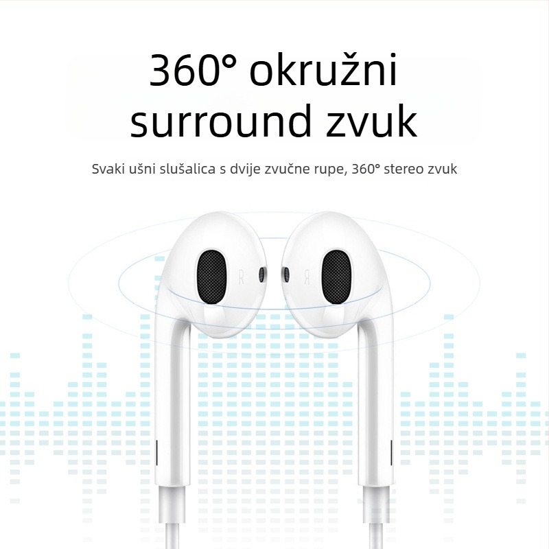 Type-C In-Ear žične slušalice s inline kontrolom, pogonski zavoj (move coil) upravljač, kabel 1,2 m, Android kompatibilno