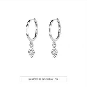 S925 srebrne naušnice, Geometrijski romb, Unisex, Jedinstven stil, Premaz bijelim zlatom