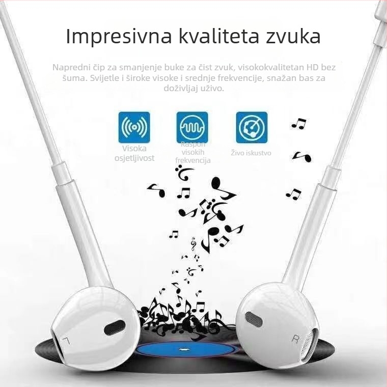 Žičane in-ear slušalice – 108 dB osjetljivost, kabel 1,2 m, pokretna zavojnica, Android kompatibilno