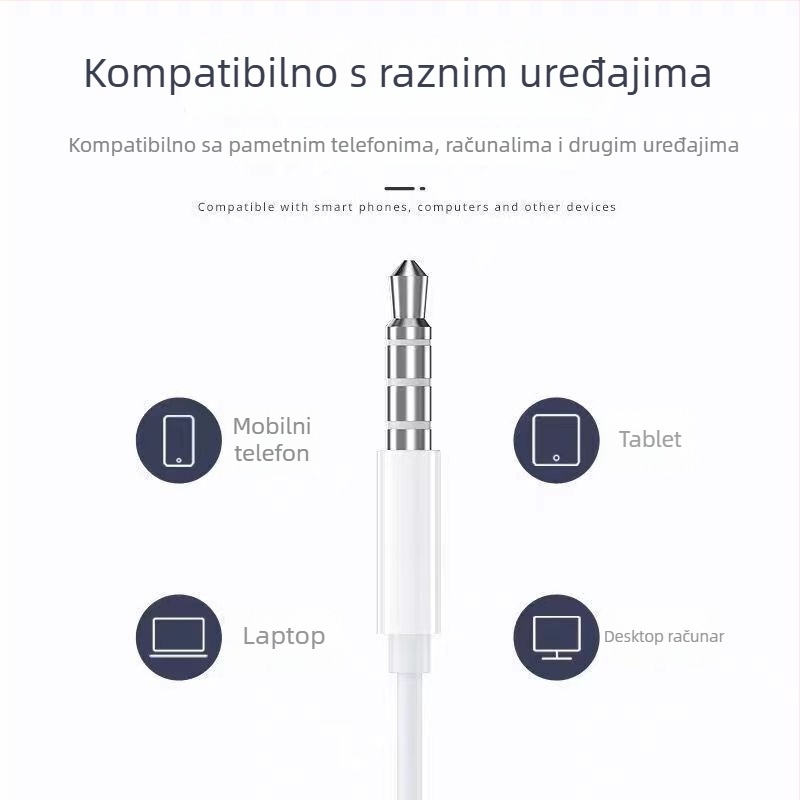 Žičane in-ear slušalice – 108 dB osjetljivost, kabel 1,2 m, pokretna zavojnica, Android kompatibilno