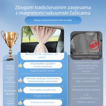 Auto zavjesa za sunce s kliznom šinom za privatnost beba i djece, blackout tkanina, viseća