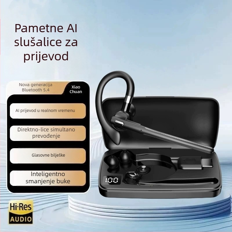 YYK-526 Bluetooth mono slušalica s redukcijom buke pri pozivu i AI prijevodom, Bluetooth 5.4, domet 10 m, trajanje baterije više od 8 sati