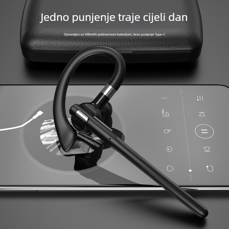 YYK-526 Bluetooth mono slušalica s redukcijom buke pri pozivu i AI prijevodom, Bluetooth 5.4, domet 10 m, trajanje baterije više od 8 sati