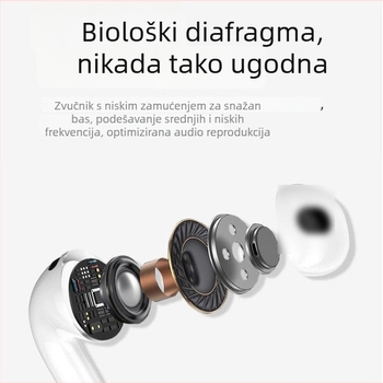 Apple-kompatibilne bežične slušalice — Bluetooth 5.3, redukcija buke, bežično punjenje, do 8 sati trajanja baterije