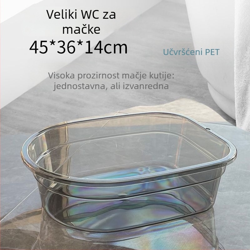 Kutija za pijesak za mačke s gornjim ulazom, poluzatvorena, prozirna, jednostavna za čišćenje, za mačke i pse