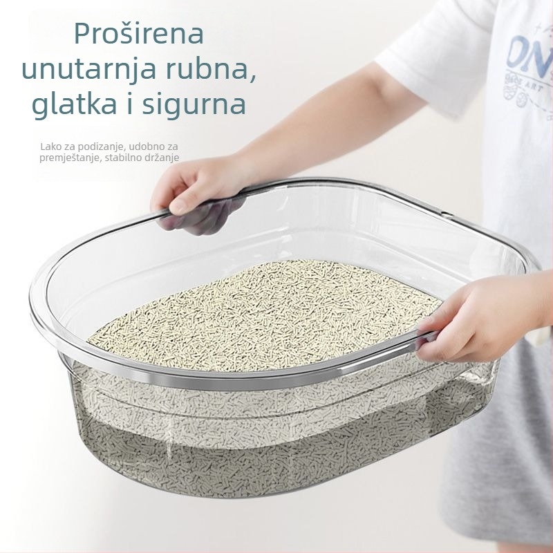 Kutija za pijesak za mačke s gornjim ulazom, poluzatvorena, prozirna, jednostavna za čišćenje, za mačke i pse