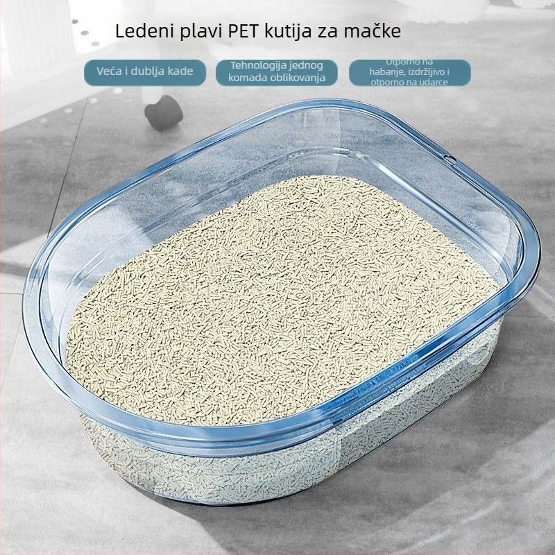 Kutija za pijesak za mačke s gornjim ulazom, poluzatvorena, prozirna, jednostavna za čišćenje, za mačke i pse