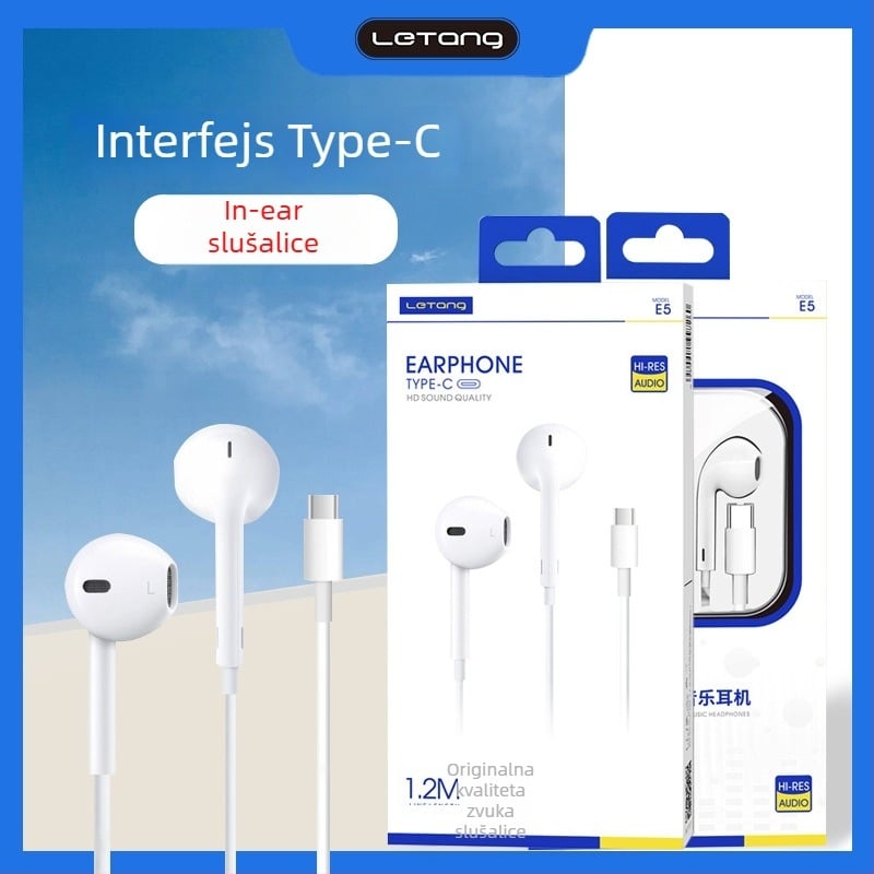 Type-C slušalice, in-ear dizajn, žične, osjetljivost 103 dB, duljina kabela 1,2 m