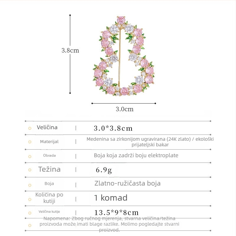 Geometrijska broš Liyu Jewelry, s ugradbenim cirkonima, ekološki bakar, ženski kineski stil