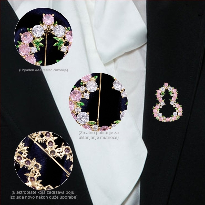Geometrijska broš Liyu Jewelry, s ugradbenim cirkonima, ekološki bakar, ženski kineski stil