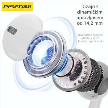 Pisen CP06 Type-C potpuno dekodirane DAC žične slušalice, 1,2 m kabel, dinamične zavojnice, kompatibilne s iOS